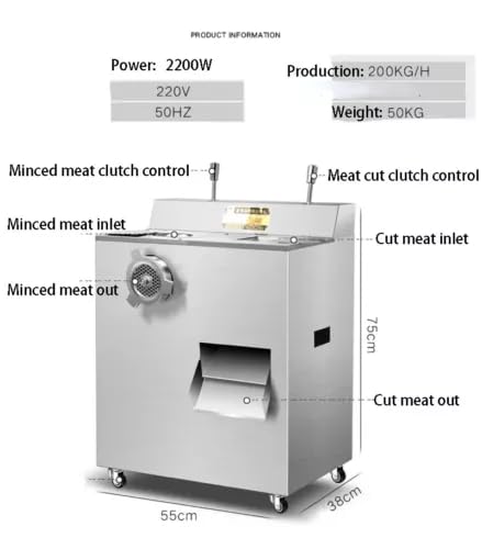 Elektryczna maszynka do mielenia mięsa 2,2 kW ze stali nierdzewnej, w pełni automatyczna, wytrzymała kuchenna maszyna do przetwarzania mięsa do mielonej wołowiny, kiełbasy i innych