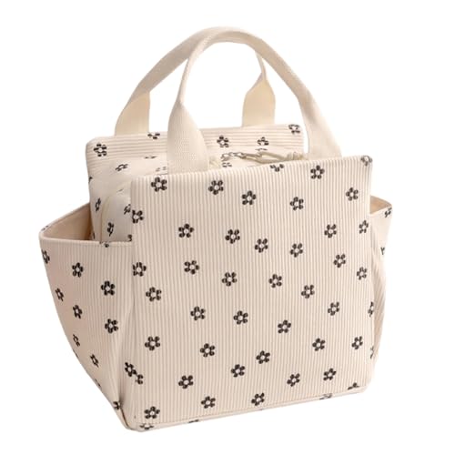 Sac Isotherme Repas Adulte Enfant, Portable&Réutilisable Lunch Bag, Sac Repas Isotherme, Joli Sac Lunch Box à Grande Ouverture pour Bureau/Travail/Déjeuner/Étudiants Scolaires, 12L (Fleurs de Prunier)
