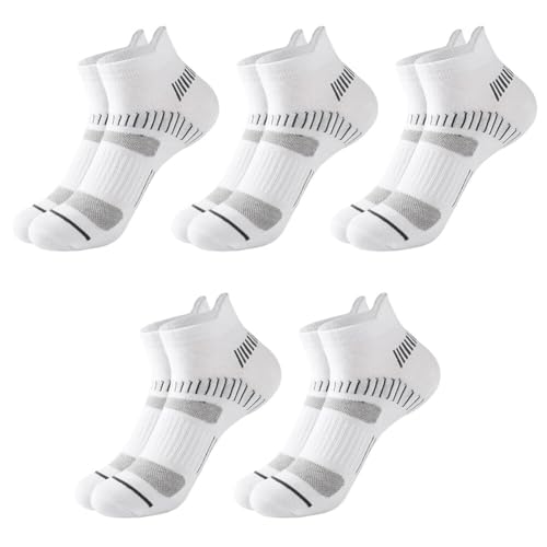 ikasus 5 Pairs Men's Running Ankle Socks with Cushion, Breathable Low Cut Athletic Tab Socks for Sports Basketball Running Type 12