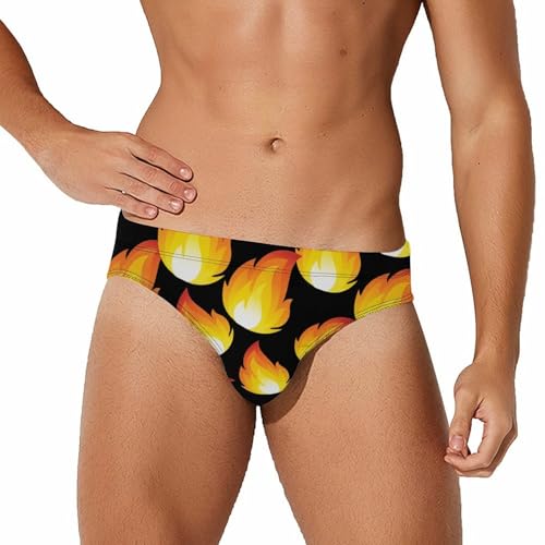 Flaming Fire Mens Swim Briefs Bikini Sexy Low Rise Trunks Swimsuit Bathing Suit Beach