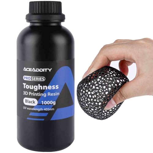 Aceaddity Toughness 3D Printer Resin, Special 3D Printer Resin, High Resolution 405nm UV-Curing Photopolymer Printing Resin, Compatible with Most LCD/DLP/SLA 3D Printer, Black 1KG