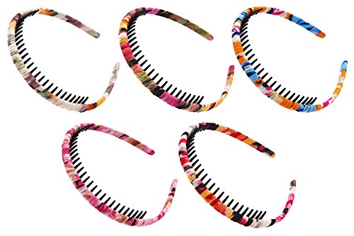STHUAHE Woman 5PC Bohemia Style Protection Resin Teeth Comb Hair Hoop Hairband Headband Hair Accessories by Beauty Hair (5 Color)