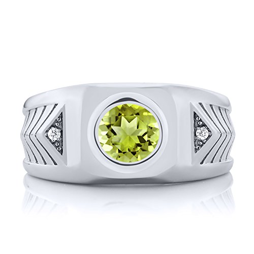 Gem Stone King Men's 925 Sterling Silver Gemstone Birthstone Ring For Men | Round 8MM | Available in Size 7, 8, 9, 10, 11, 12, 133