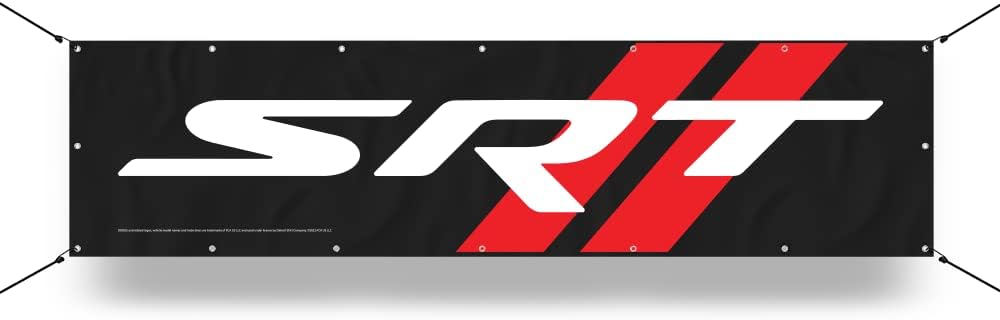 Dodge SRT Rhombus Heavy Duty Long Vinyl Banner With Brass Hanging Grommets | Made in Detroit (18" X 72")