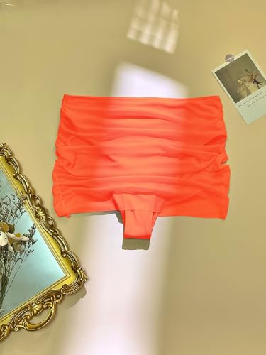 Bas de maillot de bain chic en maille froncée orange L - 4