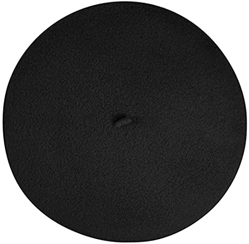Laulhere Arnaga/Campan 9-1/2" Diameter French Anglo-Basque Wool Beret, (7-1/4) (58), Noir (Black) #TOP2