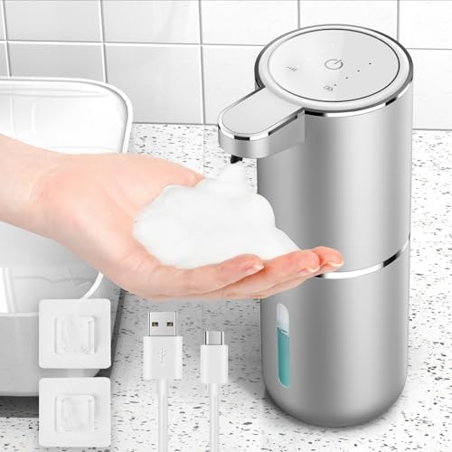 Dispenser Sapone Bagno a muro,Dispenser Sapone Automatico Con Sensore Infrarossi,Impermeabile IPX5,380ML Dispenser Schiuma per Cucina, Bagno, Hotel