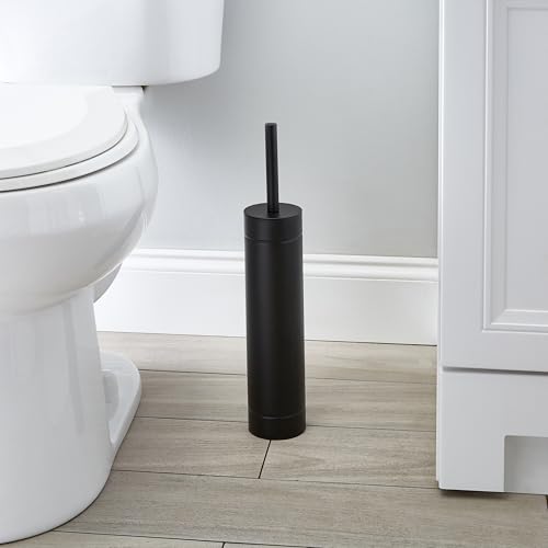 Image of Bath Bliss Toilet Brush with Weighted Base | Slender Design | 360 Degree Brush | Bathroom Cleaning | Black