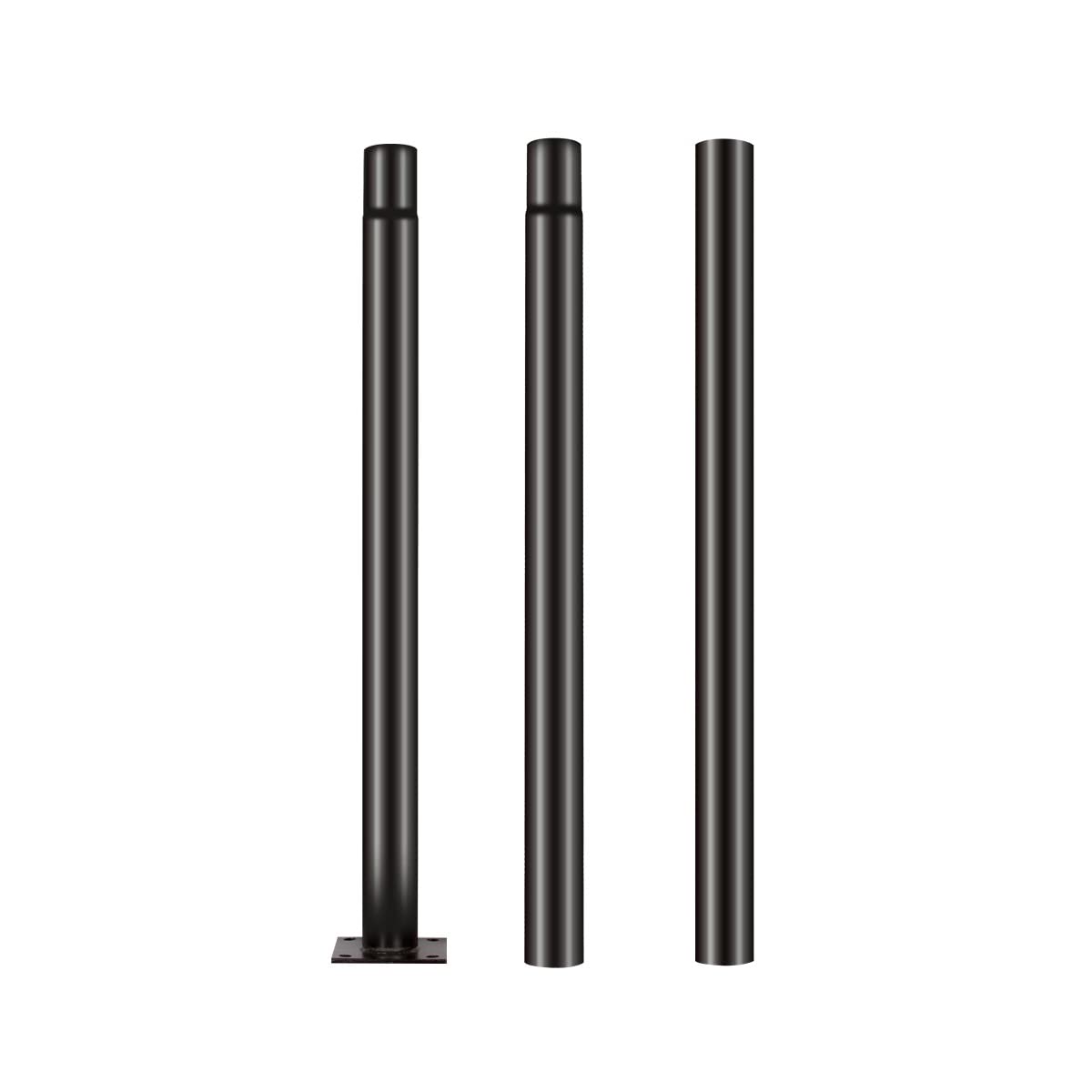 Jandei - Poste para Farola de 3 Metros en Tramos de 1 m – Acero Galvanizado Negro con Base de Anclaje, Resistente a la Intemperie, Ideal para Jardines, Calles y Parques. Tornillos Incluidos
