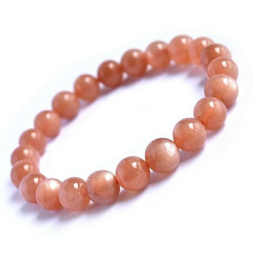 Bracelet en pierre orange naturelle 7mm et perles de cristal extensibles