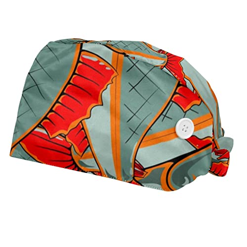 Casquettes de travail ajustables JDEZ motif poisson rouge pour femmes
