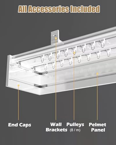 Riel para cortina de 270 cm resistente para cornisa de ventana y oscurecer dormitorios 7