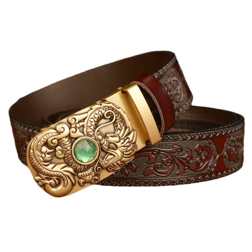 Men's Brown Floral Embossed Western Slide Ratchet Belt - Trim To Fit For Dress Pants & Oxfords3