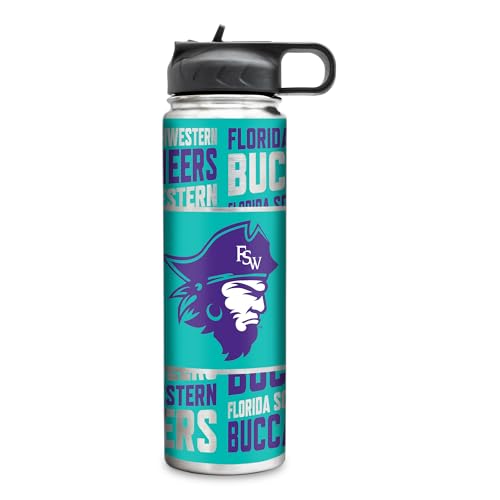 Rico Industries NCAA Florida SouthWestern State College Buccaneers Standard 22oz Stainless Steel Tumbler with Lid - Great For Coffee, Tea, Water or Cocktails