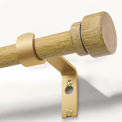 Natural Light Wood Curtain Rods for Windows 48 to 84