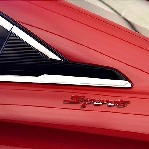 Cueclue 1 Pc 3D Metal Sport Logo Sticker, Rear Tailgate Fender Badge Sticker, Trunk Bumper Decal Accessories, 5.1" Chrome Decoration Sticker, Compatible With All Car Models (Red) #TOP4