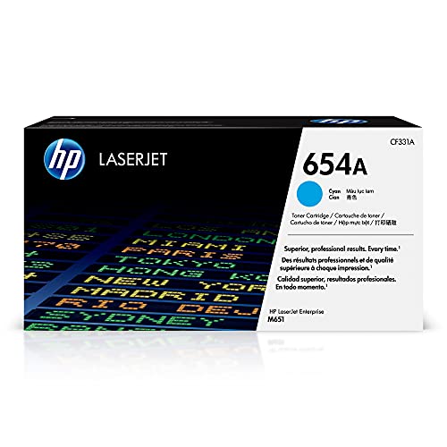 Original HP 654A Cyan Toner Cartridge | Works with HP Color LaserJet Enterprise M651 Series | CF331A