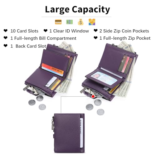 Image of Small Wallet for Women Card Holder with Double Zipper Pockets