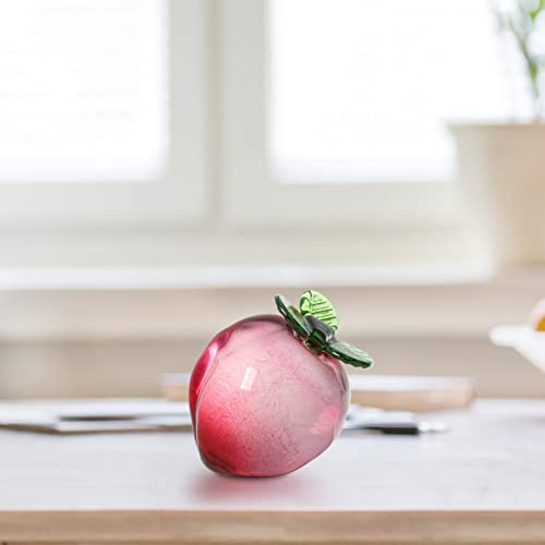 YANGSHINE Kristall Pfirsich Figuren Ornament Künstliche Frucht Statue Tischplatte Obst Papiergewicht Kunst Glas Dekor für Home Office Souvenir Geschenke,Pfirsich