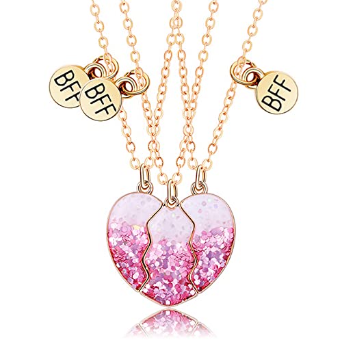 Cosysparks Collier D'amitié Pour 3, 3 Pièces Collier Amitié pour 3 BFF D'amitié Pour 3 Filles Cadeaux de Bijoux pour Filles