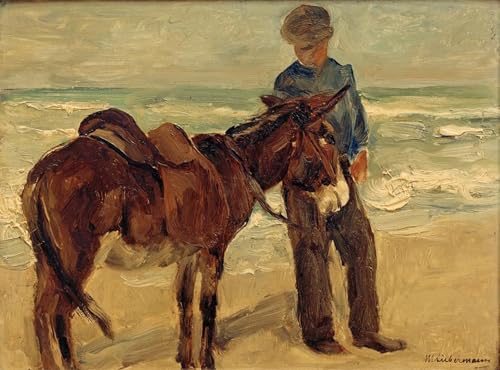 Cuadro en Lienzo de Max Liebermann Ragazzo con asino decorativo para oficina 60x90cm
