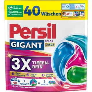 PERSIL Gigant Color DISCS 4er-Set – Waschmittel mit 3x Tiefenrein-Formel – Colorwaschmittel für strahlend reine Wäsche & hygienische Frische in der Maschine