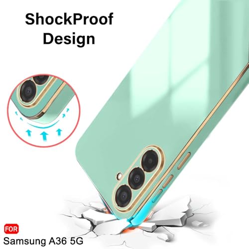 Image of TheGiftKart Luxurious Golden-Plated Back Cover Case for Samsung Galaxy A36 5G | Raised Lips for Camera & Screen Protection | ShockProof Design | Stylish Back Cover Case for Samsung A36 5G (TPU, Green)