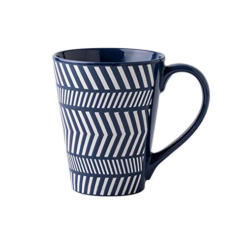 ESOUY Taza de cerámica personalidad taza grande creativa diseño pintado a mano taza de cerámica taza de café en relieve de gran calibre patrón geométrico taza de leche taza multifunción