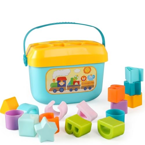 Image of Goyal's Shape Sorter Toy for Toddlers | Shape and Color Learning with ABC & Shapes Blocks | Sorting and Matching Playset with Carry Handle for Easy Storage for Kids (16 Alphabetic Shape Blocks)