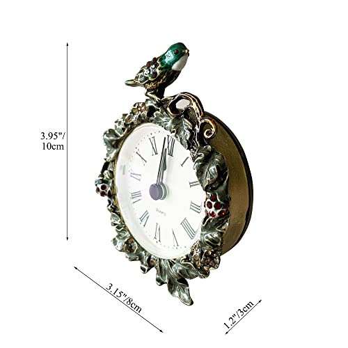 Pewery Decorative Mini Table Clock, Vintage Metal Silent Analog Clock Quartz Battery Operated Table Top Clock For Living Room Decor Shelf #TOP1