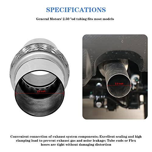 Rp Remarkable Power, Rk7544-2.5" X 4" Heavy Duty Stainless Steel Exhaust Flex Pipe 8" Ol #TOP4