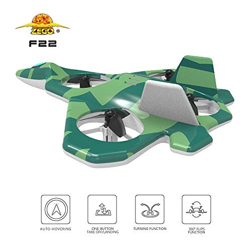 ZEGO F22 Remote Control Jet, Quadcopter Fighter Jet with 360° Flip, 2.4GHz 6-Axis Gyro Technology and 4 Blade Propellers (Green) - Thumbnail 7