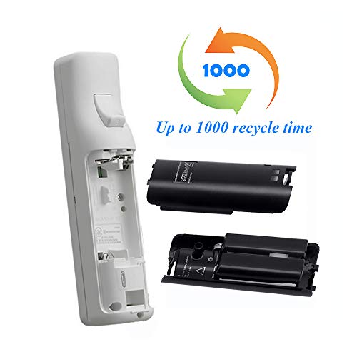 Image of NIFERY Wii Remote Batteries Rechargeable, 2 Pack 2800mAh Rechargeable Batteries for Wii /Wii U Remote Controller (Black)