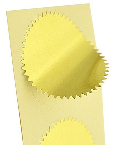 MDLG 50Pcs Blank Metallic Gold Embossed Certificate Seals Stickers Scallop Edge Embossed Certificate Seals Stickers Stamp Sealing Certificate Self-Adhesive Seal Sticker (Gold)
