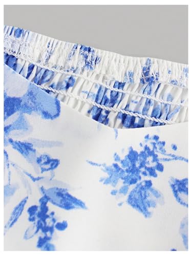 Girl's Floral Summer Dress Layer Ruffle Sweetheart Neck Short Puff Sleeve A Line Casual Dress3