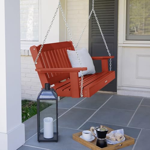 Image of Highwood Lehigh Porch Swing, 4 Feet, Rustic Red