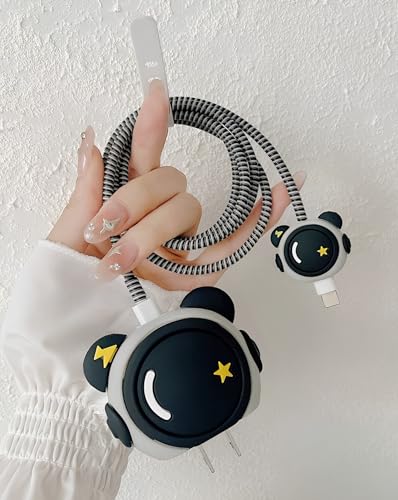 Image of Skysia Wire Saver Charger Case for Apple 18W & 20W - 3D Astronaut Design, Silicone Charger Cover & Cable Protector, Full Protection & Fun Look (Astronaut Black)