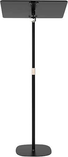 Soporte de podio acrílico, soporte de podio de metal portátil, altura ajustable de 31.5-51.18 pulgadas, podio de púlpito de conferencia, cuerpo y