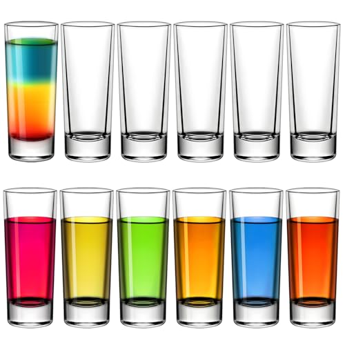 eispap Vasos de chupito de 2 onzas, base pesada, vasos pequeños de licor y licor, vasos de barra de tequila duraderos para bebidas alcohólicas y espresso, juego de vasos Shooter de 60 ml (12
