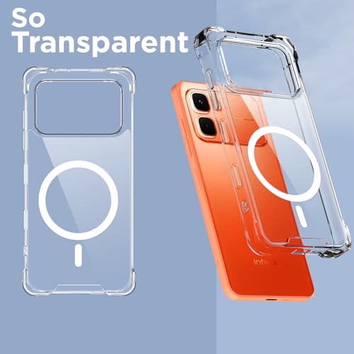 Image of Pikkme Back Cover for Infinix Note Edge 5G Mag-Safe Shockproof PC + TPU | Protective Case Magnetic Support | Bumper Case (Transparent Mag-Safe)