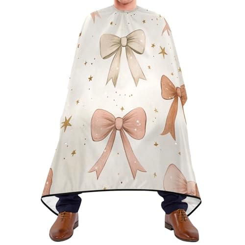 Kigai Pink Bow Hair Cutting Cape for Men & Women Waterproof Barber Cape Professional Hairdressing Salon Styling Apron with Adjustable Closure Snap