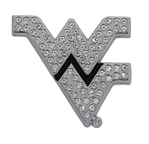 West Virginia WVU Mountaineers Metal Auto Emblem with Crystals