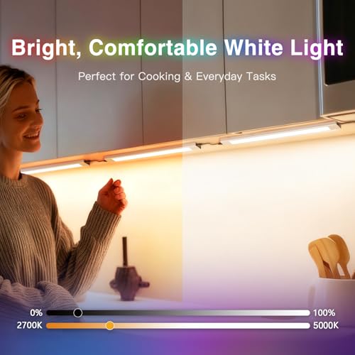 VST RGB Under Cabinet Lighting with Adjustable White Light, 12V Ultra-Thin LED Light Bar, APP & Voice (Alexa/Google), Remote & Button Control, Linkable Strip Lights for Cabinets, Closets, Shelves - Image 6