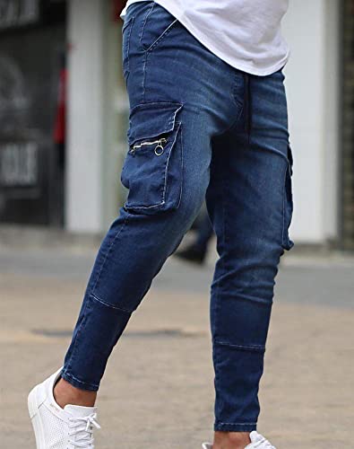 Mens Skinny Jeans Stretchy Slim Fit Denim Pants with Zip Pockets3
