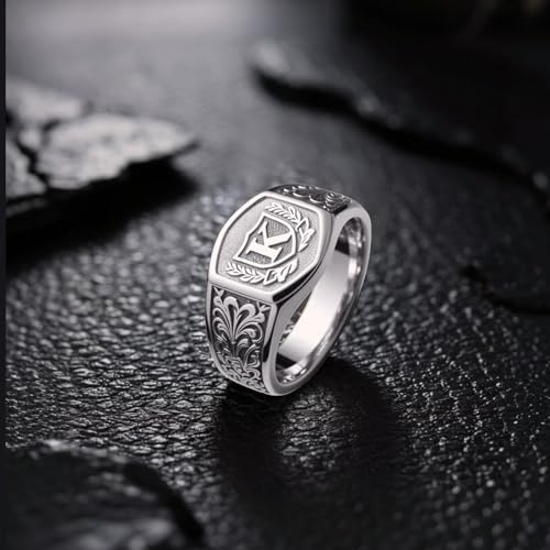 DOVRAN 10K/14K/18K Gold Initial Ring for Men Solid Yellow Gold Personalized Rings Custom Jewelry Birthday Gifts for Father Husband Friends4