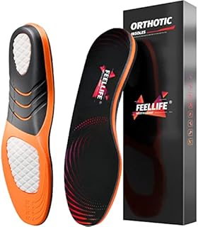 FeelLife Plantar Fasciitis Relief Shoe Inserts, Arch Support Insoles, Running Athletic Gel Shoe Insoles, Orthotic Insoles for Arch Pain, Trim to Fit: Men 8-11/Women 9-12, 1 Pair