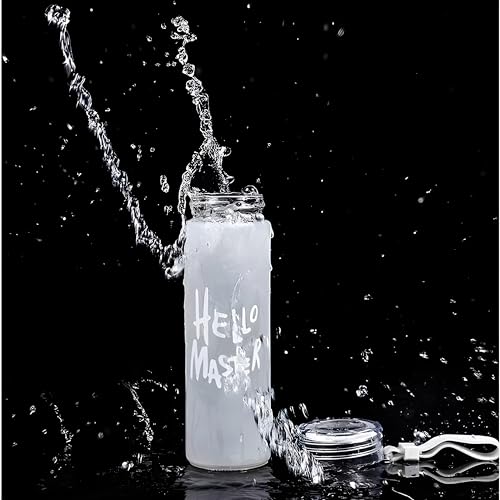Image of 400 ml Each Glass Water Bottle, with Leak-Proof Airtight Plastic Lid for Water, Smoothie, Juices - Reusable Glass Food Grade Airtight Travel Drinking Fridge Bottles Office Bottle (White 1)