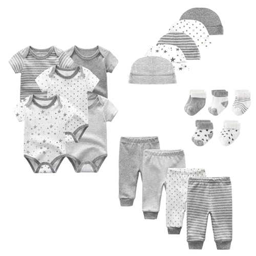 Image of JELYLOVE Unisex Baby Boy Girl Layette Sets Bodysuits Pants And Accessories 19 Packs Comfort Infant Outfit New Born Essentials
