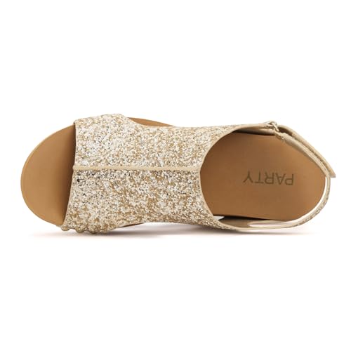 Image of PARTY Women's Wedge Sandals With Buckle Ankle Strap for Dressy Summer