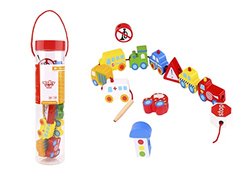 Blocos de Laço Transportes Madeira TKB512-B Tooky Toy